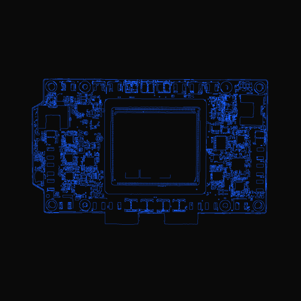 Stylized line drawing of the AMD Instinct MI355X