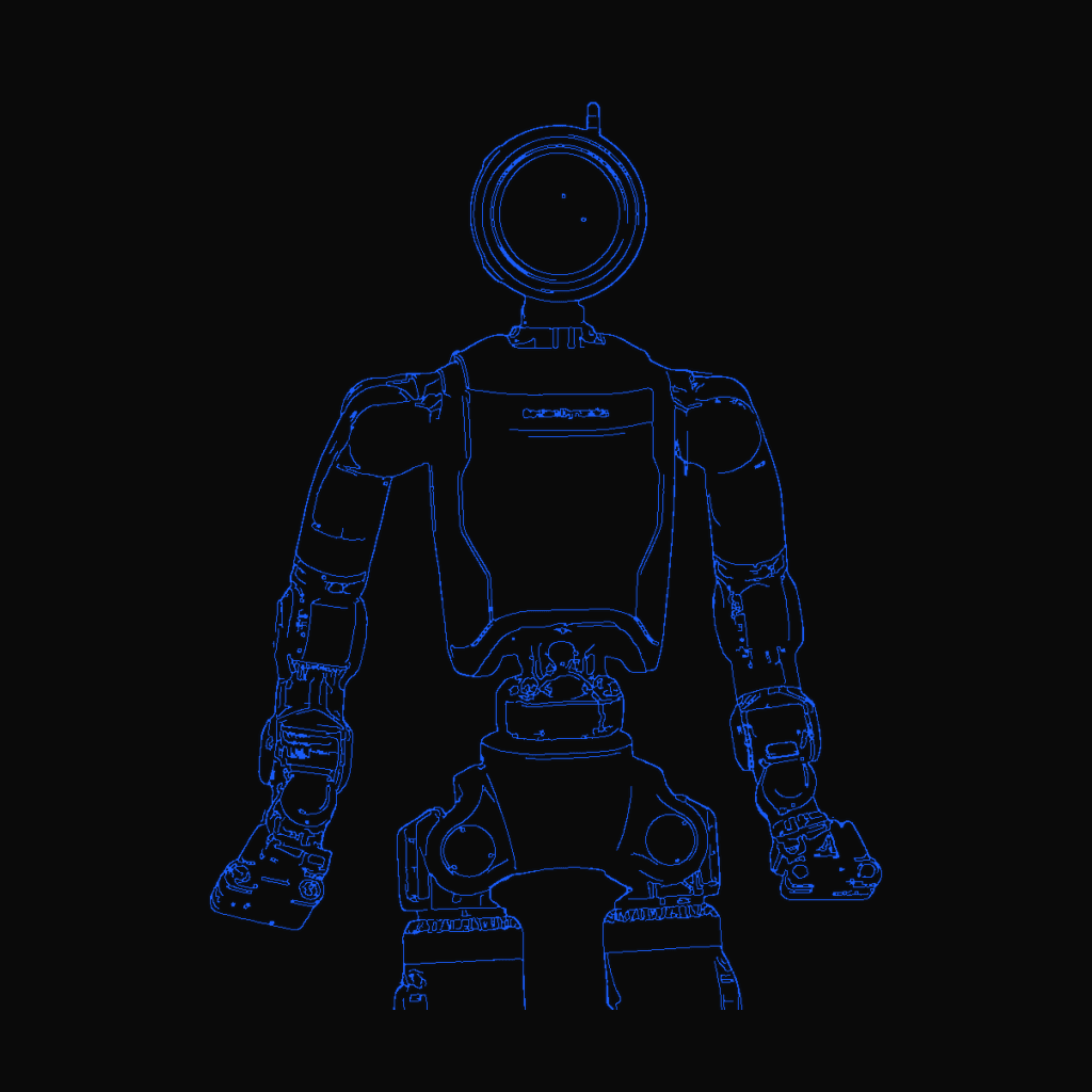 Stylized line drawing of the Boston Dynamics Atlas
