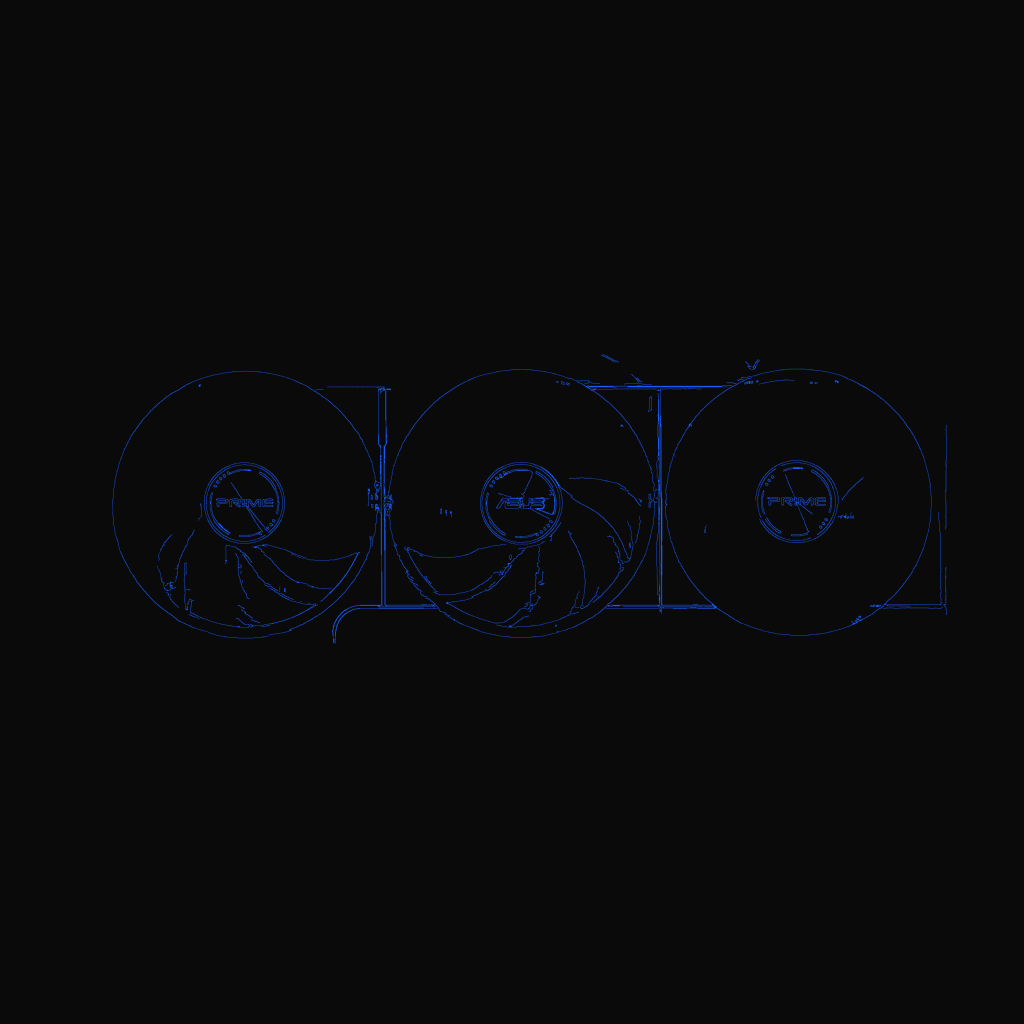 Stylized line drawing of the NVIDIA GeForce RTX 5070 Ti Founders Edition