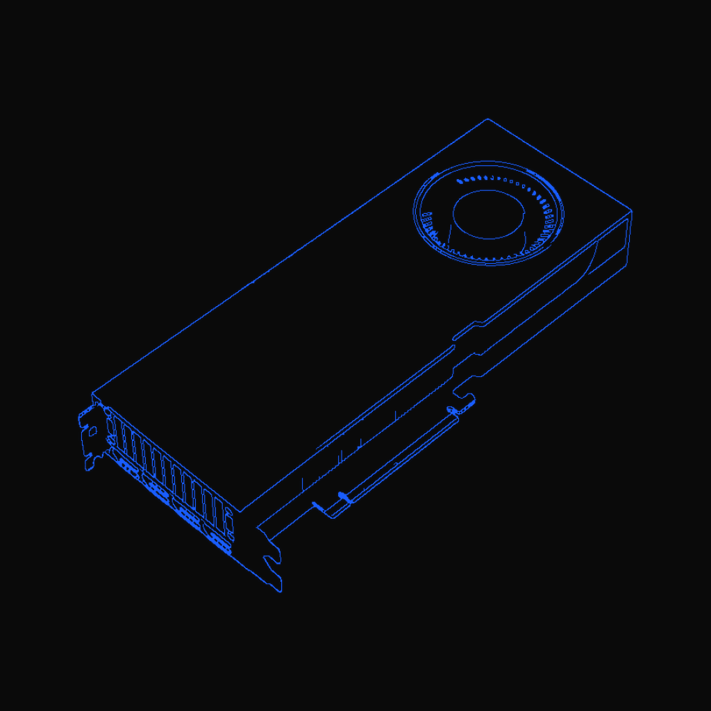 Stylized line drawing of the NVIDIA RTX PRO 5000 Blackwell