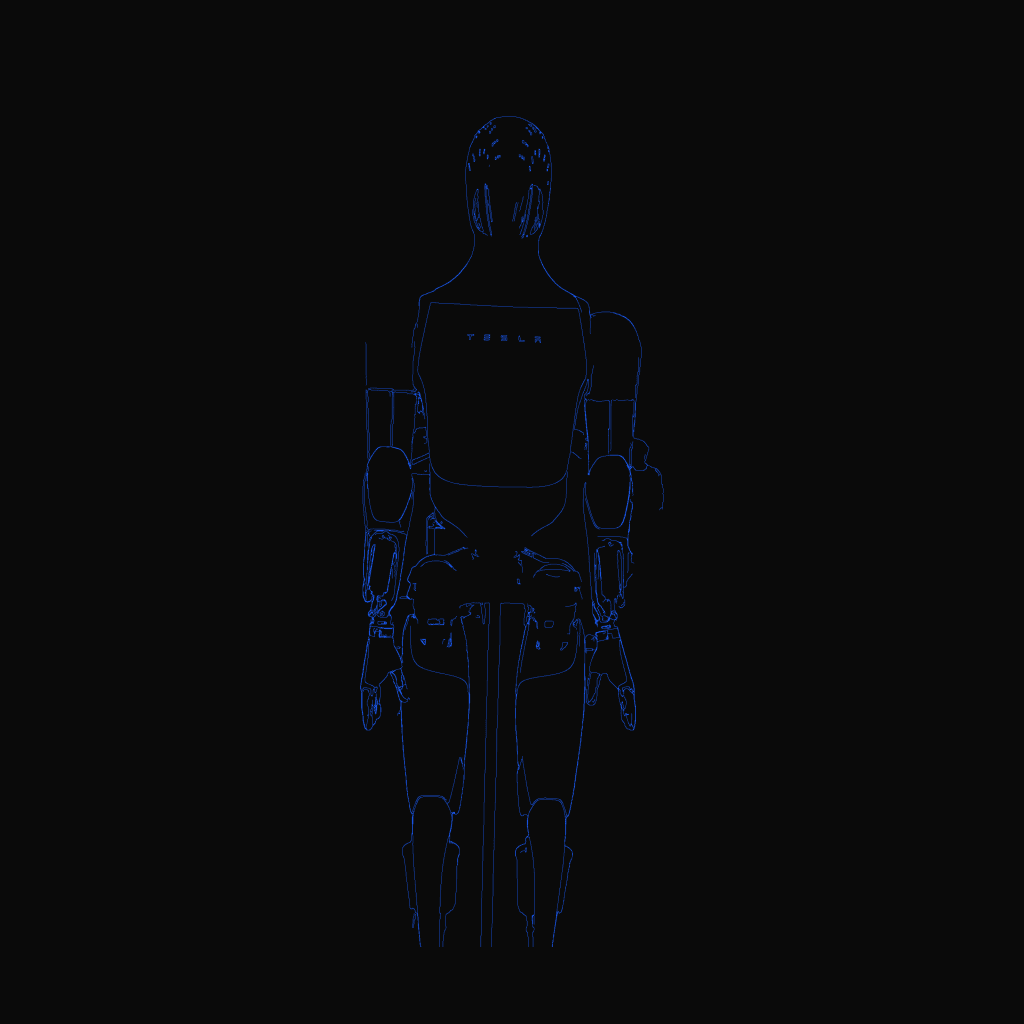 Stylized line drawing of the Tesla Optimus