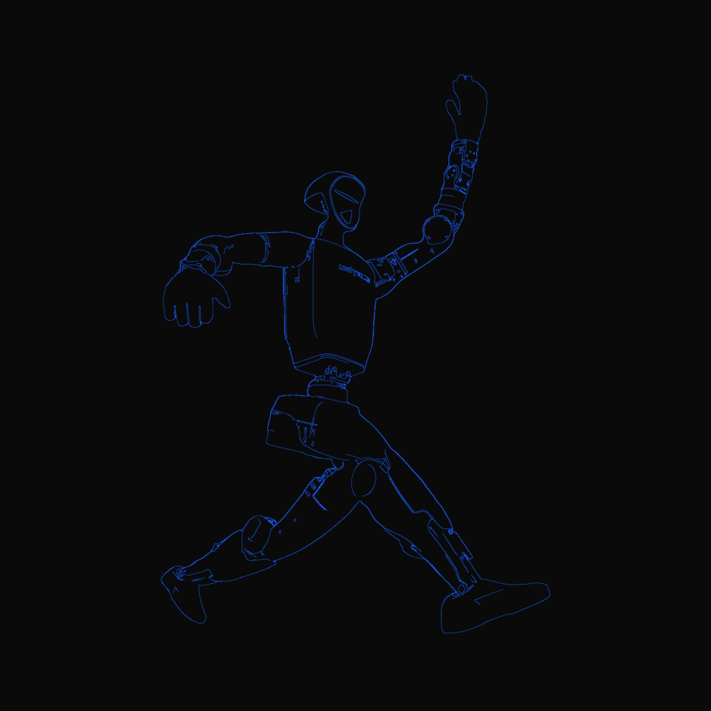 Stylized line drawing of the Unitree G1